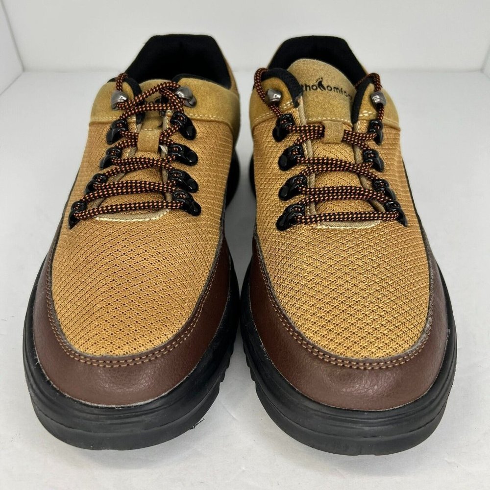OrthoComfoot Mens 22JC03 Beige Brown Leather Suede Lace Up Size 43 Casual Shoes - Picture 3 of 9
